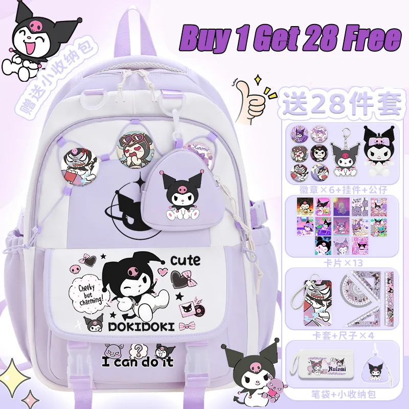 Sanrio Backpack Kawaii Croomy Girls Backpack Student School Bag Teen Lightweight Large Capacity Backpack