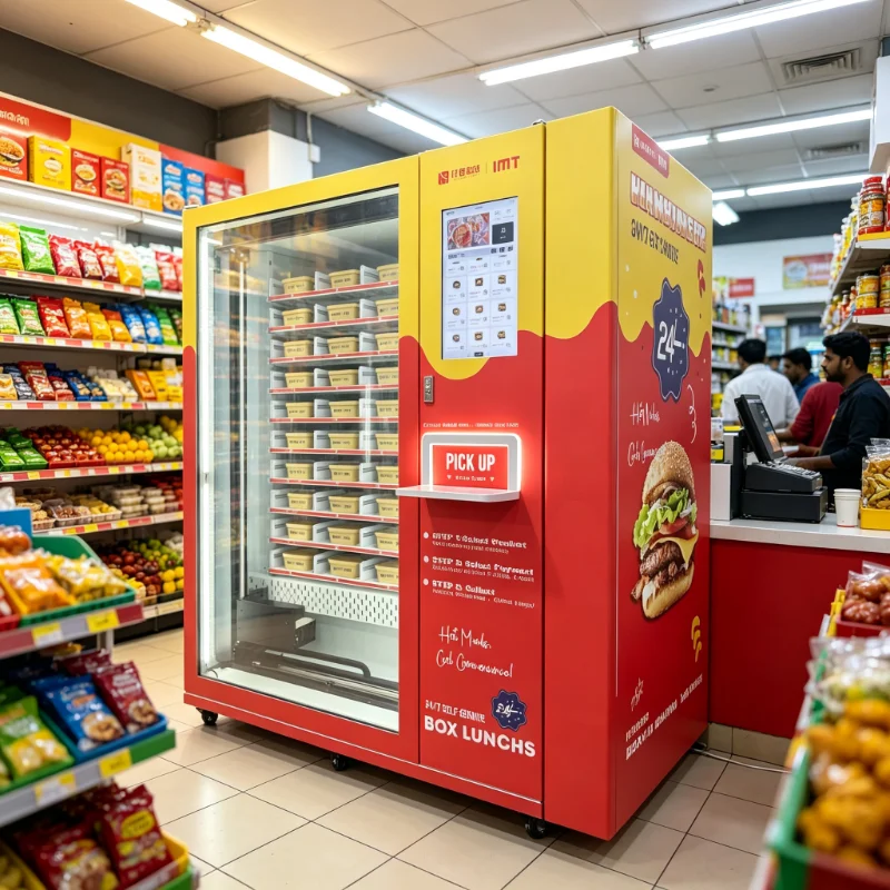 Hot Food Conveyor Elevator Vending Machine Fast Food Box Meal Dispenser with SDK Function Microwave Oven Customized