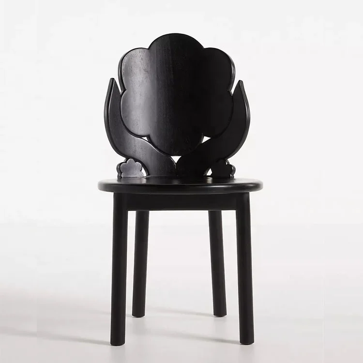 

Quality Dining Furniture Solid Wood Side Chair Contemporary Black Carved Back Dining Chair