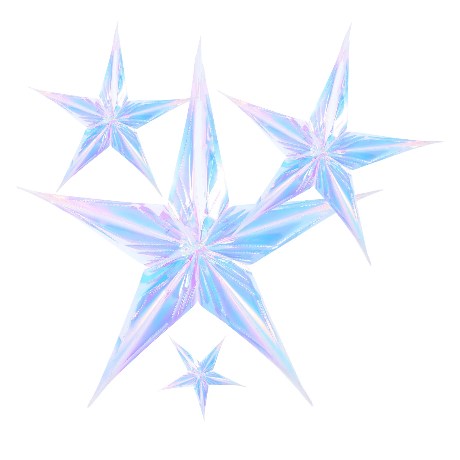

4pcs Hanging Star Ornaments 6 12 16 24 Inch Iridescent Neon Party Decorations For Ceiling Christmas Tree Wedding Backdrop Decor