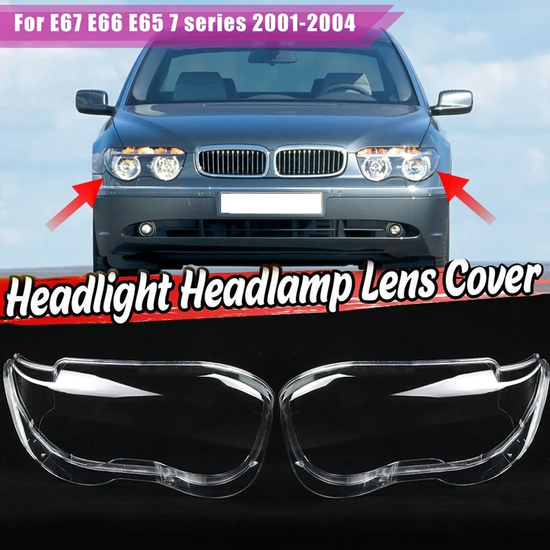 

Side Car Headlight Lens Cover Headlamp Shade Shell Glass Cover For -BMW E67 E66 E65 7 Series 2001-2004