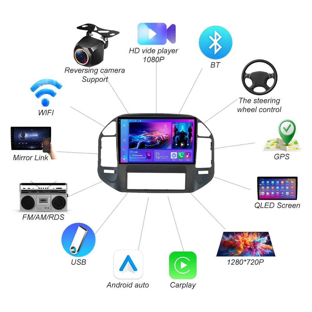 أندرويد 15 لميتسوبيشي باجيرو 3 V70 V60 1999-2006 مشغل راديو السيارة الملاحة ستيريو الوسائط المتعددة اللاسلكية رئيس وحدة السيارات لتحديد المواقع