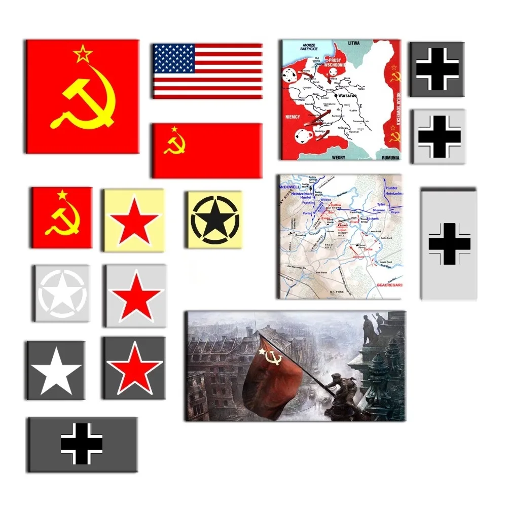 WW2 Military German Soviet Union  U.S.A Germany Army Map Badge Emblem Flag MOC Figures Building Blocks Accessories Bricks Toys