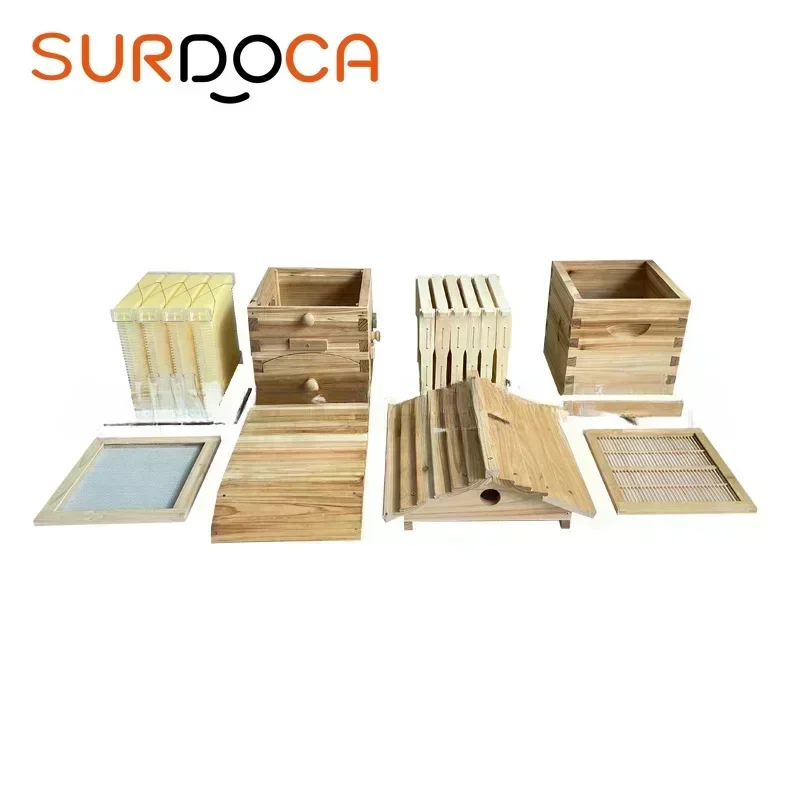 Four Spleen Flow Hive Boiled Wax Cedar Mini Self-flowing Honey Bee Hive Beekeeping Middle Bee Complete Set 25.5*38*120cm