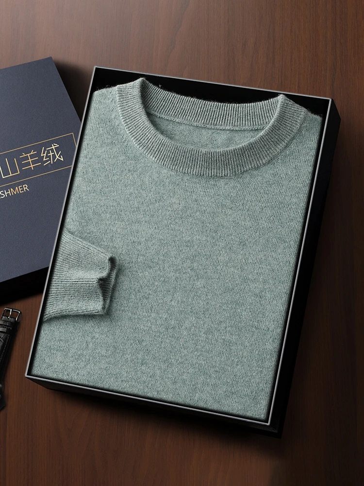 CHICUU Men 100% Cashmere Sweater O-neck Pullover Autumn Winter Cashmere Knitwear Smart Casual Style Clothing Luxury Tops