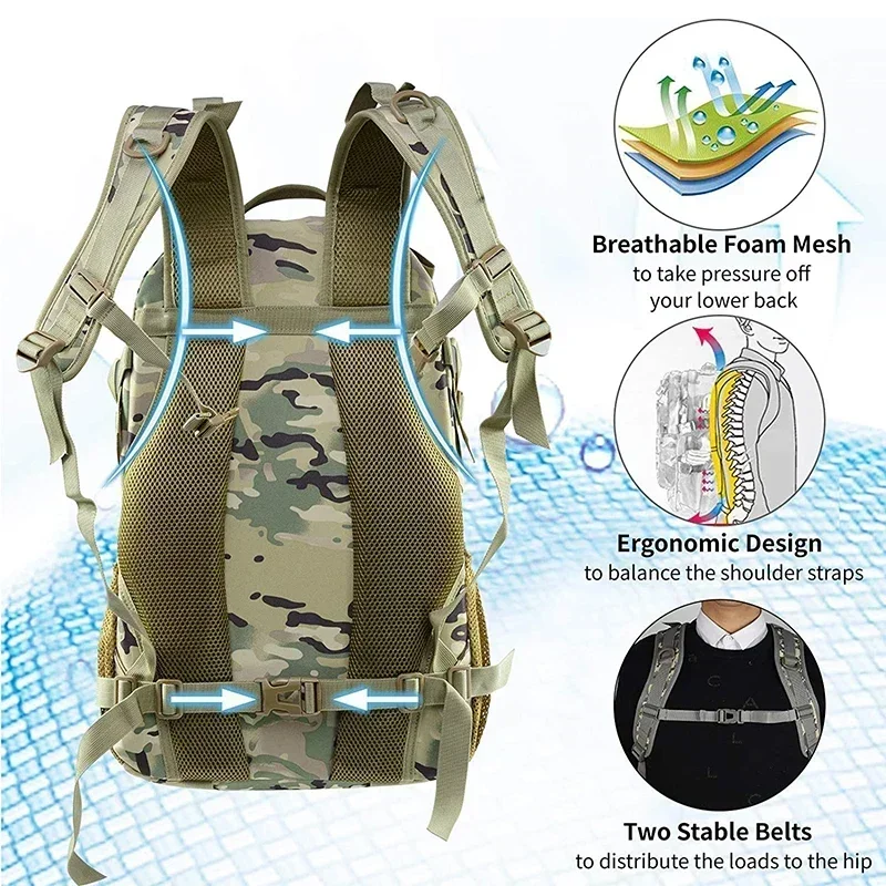 Waterproof Large Capacity Travel Backpack Camouflage Hiking Camping Hunting Bag Outdoor Cross-Country Sports Shoulder Backpack