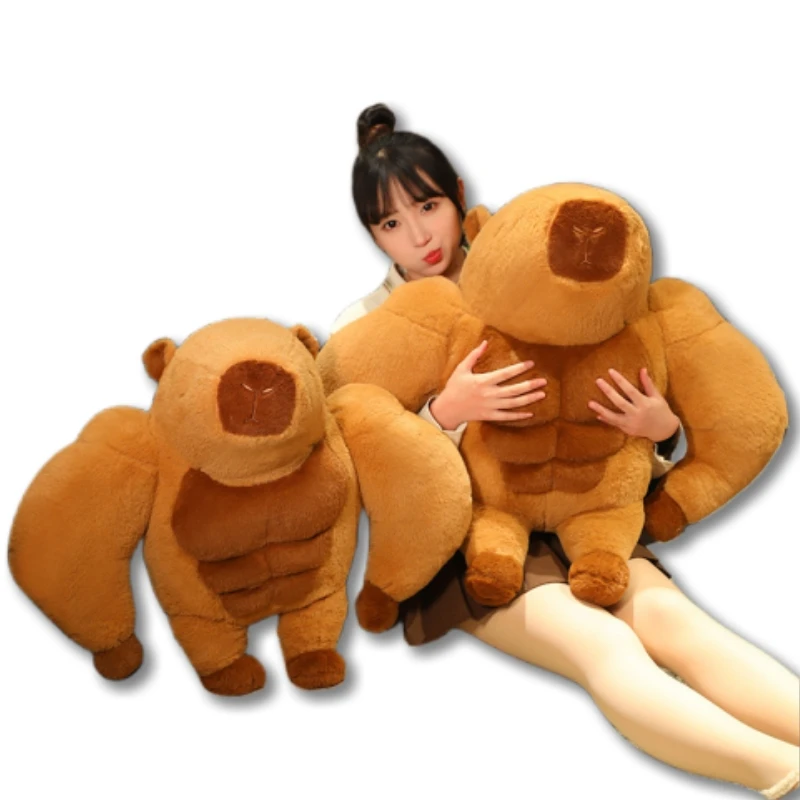 Peluche Capybara debout musclée, jouet amusant, oreiller, décoration de dos, chambre à coucher, fête pour amis, cadeaux amusants, 45 cm, 65 cm, 75cm