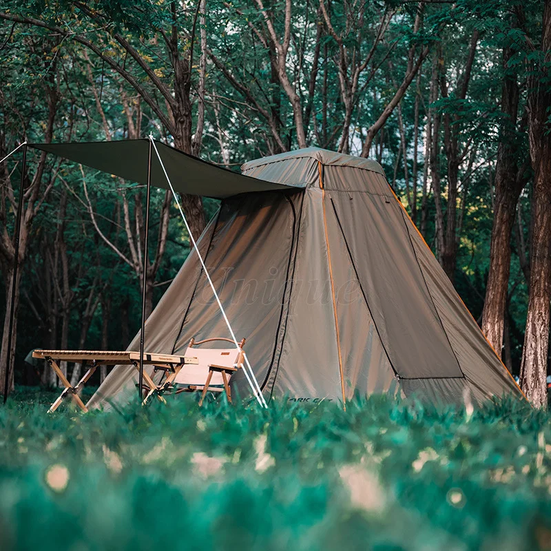 Tienda de campaña Glamping al aire libre, refugio familiar, 4 personas, lujo, senderismo