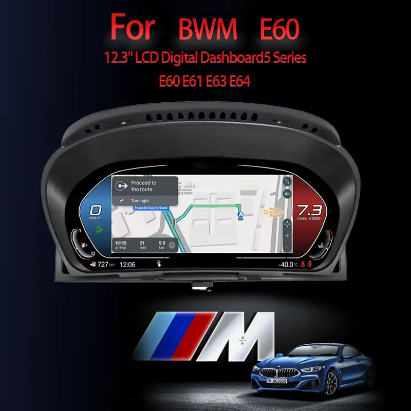 M Sport 12.3 بوصة سيارة عداد المسافات الرقمي شاشة Carplay لسيارات BMW 5 Series E60 E60 سرعة متر قمرة القيادة الافتراضية LCD العنقودية الرقمية