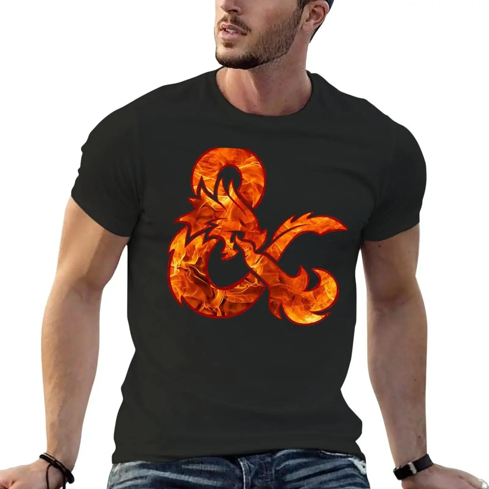 Fire Logo Funny T-Shirt boys animal print kawaii clothes sublime Blouse men t shirt