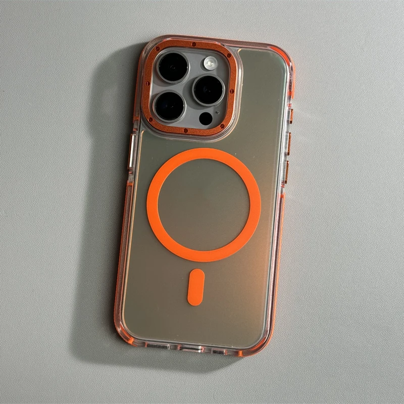 Non-slip Laser Wireless Charging for MagSafe Phone Case for iPhone 17 16Pro Max 15 16 Pro 13 14 12 Metal Lens Protective Cover