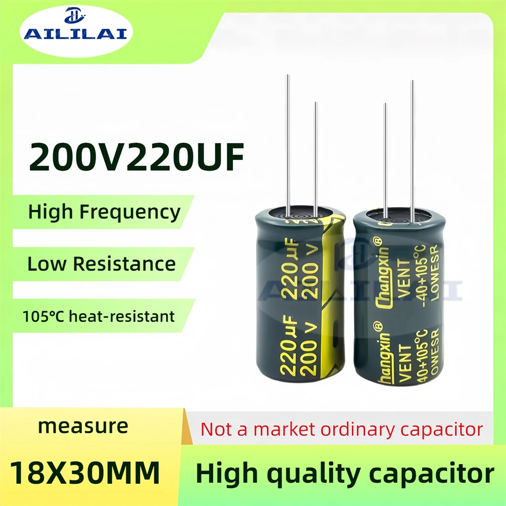 저ESR 임피던스 고주파 알루미늄 전해 캐패시터, 정품 200V 220uf, 200V 220UF, 크기: 18X30MM, 2 개
