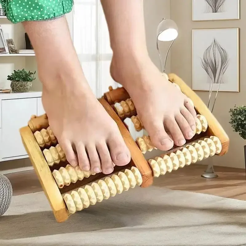 Fitness Health Care Foot Massager, Wooden Reflexology Stress Relief Device, Vibrant Color Pain Relief Massage Roller-1PC