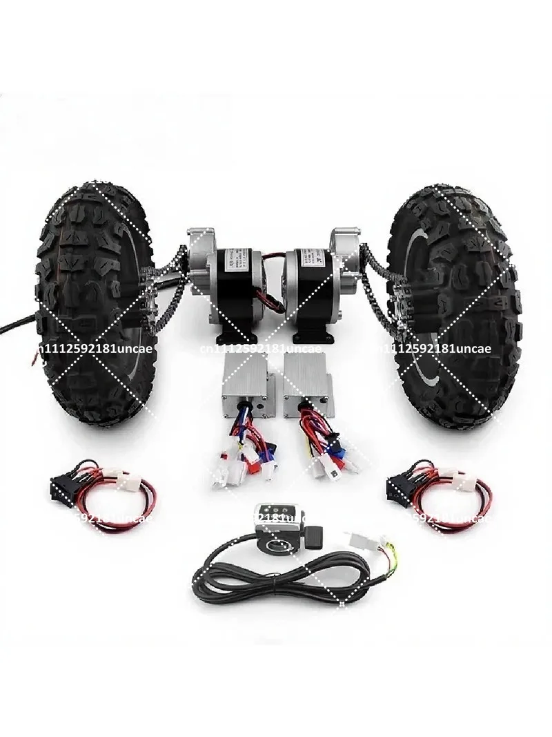 200kg Handcart Flatbed Electric Conversion Kit 2x250W 10 Inch Dual Drive Pneumatic Wheel
