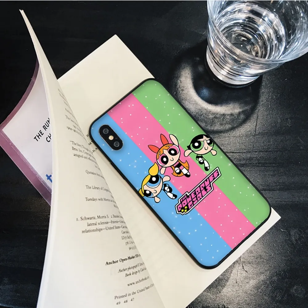 Coque de téléphone portable en silicone souple avec dessin animé mignon P-Powerpuff Girls, coque en poly pour iPhone 15, 14, 13, 12, 11 Pro Mini XS MAX, 8, 7, 6 Plus