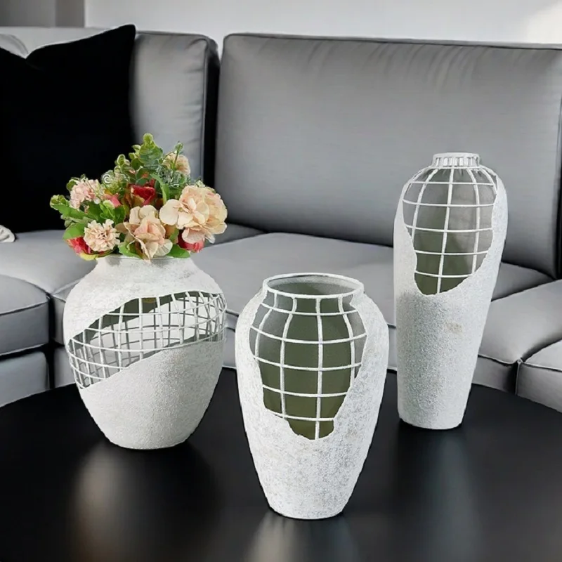

PYJ personalized creative simple metal hollow design flower pot decorative ornament-2pcs