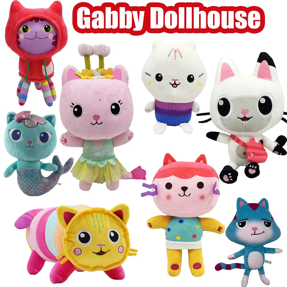 Hot Gabby Dollhouse Plush Toy Mercat Cartoon Stuffed Animals Smiling Cat Car Cat Hug Gaby Girl Dolls Kids Birthday Gifts