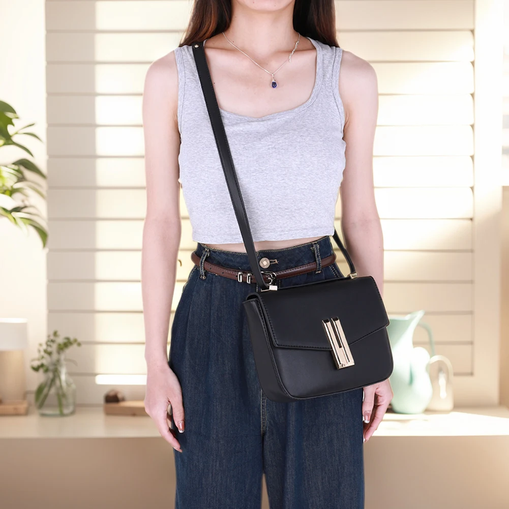 Women Fashion Messenger Bag Large Capacity PU Square Shoulder Bag Stylish Crossbody Bag Adjustable Strap for Commuting