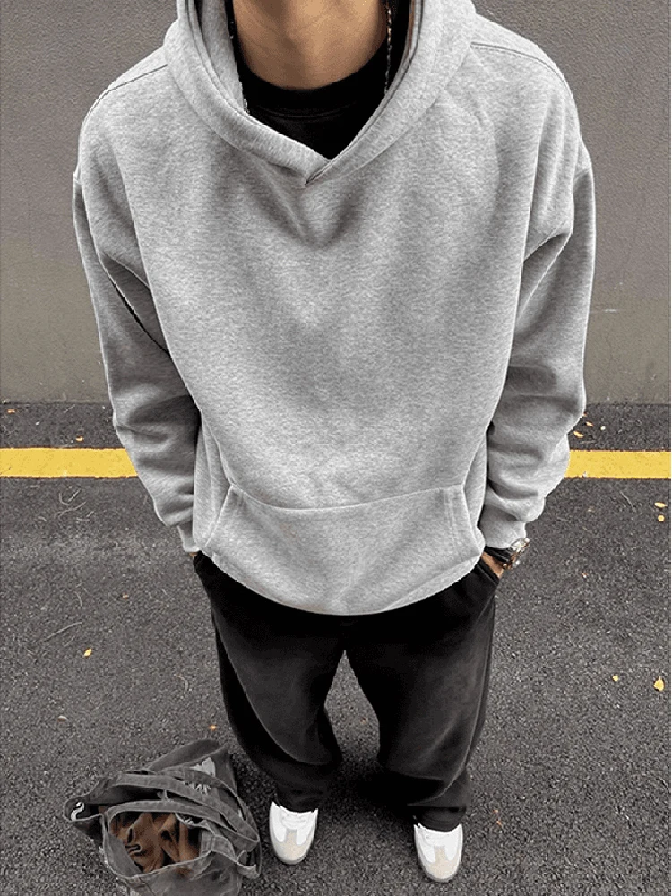 

Мужская толстовка оверсайз с капюшоном, весенне-осенняя, плотная, свободного кроя, в американском стиле, Cleanfit, с капюшоном