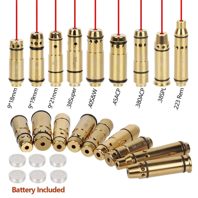 9x19mm 9mm Laser Training Bullet Bore Sight 2 in 1 Dual Purpose Pointer for Dry Fire Snap Caps for 9x18mm .223 223rem Caliber