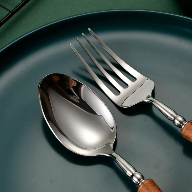 Набор столовых приборов в форме тыквы, деревянная ручка, посуда из нержавеющей стали, ложки, вилки, ножи, набор столовых приборов