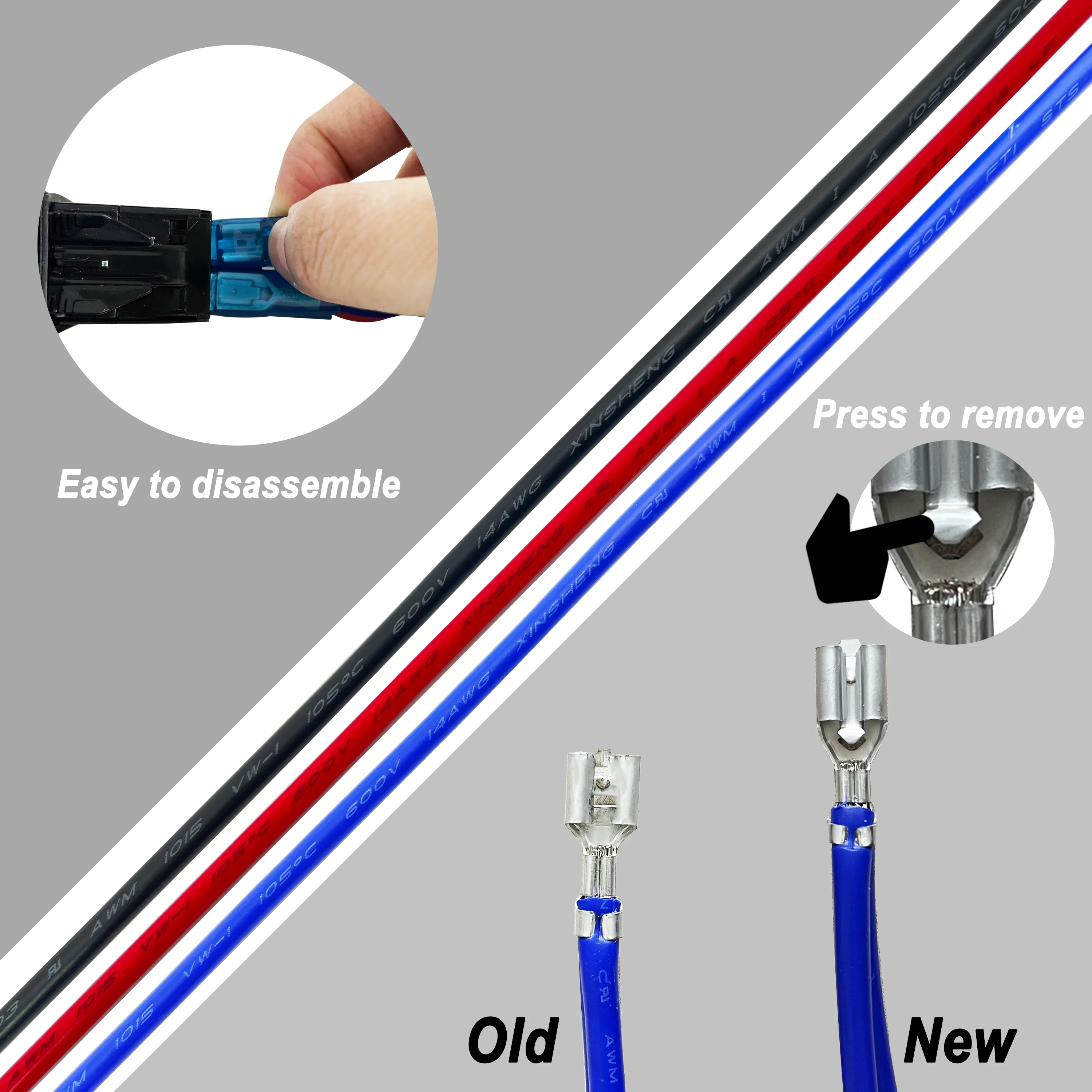 拡張版ロッカースイッチジャンパーワイヤーロッキングスプリング6.3mmピン端子、ロッカー逆極性スイッチリニアアクチュエータ用