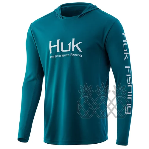 Imagen 1 del producto HUK-Camiseta De Pesca con capucha para hombre, sudadera De manga larga con protección UV, transpirable, antimosquitos, fina