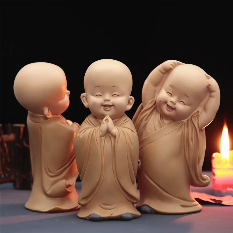 

F9 Mini Buddha Statue Little Buddhist Monks Tibetan Buddhism Figurine Zen Garden Ornament Home Aquarium Tank Garden Yard Decor