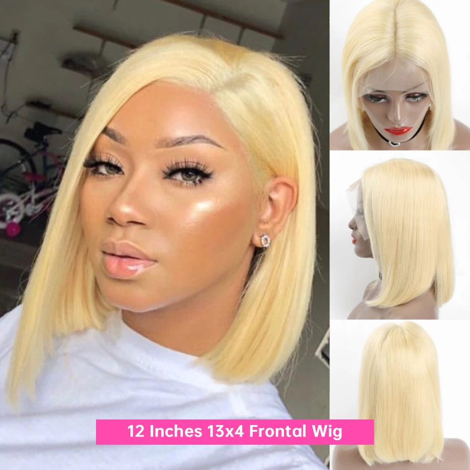 13x4 13x6 613 Blonde Bone Straight Human Hair Bob Wigs Pre Plucked Lace Frontal Wigs Vietnamese Short Bob Lace Front Wigs for Women Honey Blonde Lace Front Human Hair Wig Pre Colored 8 10 12 14 16 Inc image 6