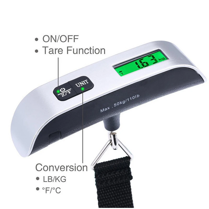 Digital LCD Display 110lb/50kg Electronic Luggage Hanging Suitcase Travel Weighs Baggage Bag Weight Balance Portable Scale Tool – Image 2