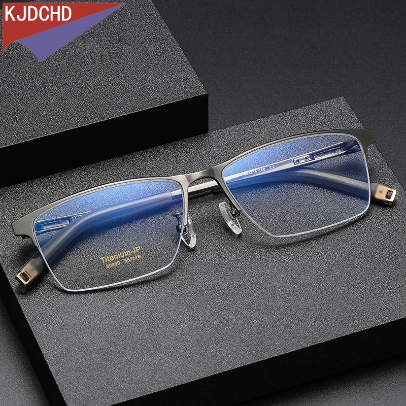 

2024 Pure Titanium Glasses Frame Men Fashion Male Square Ultralight Eye Myopia Prescription Half Eyeglasses Eyewear Spectacles