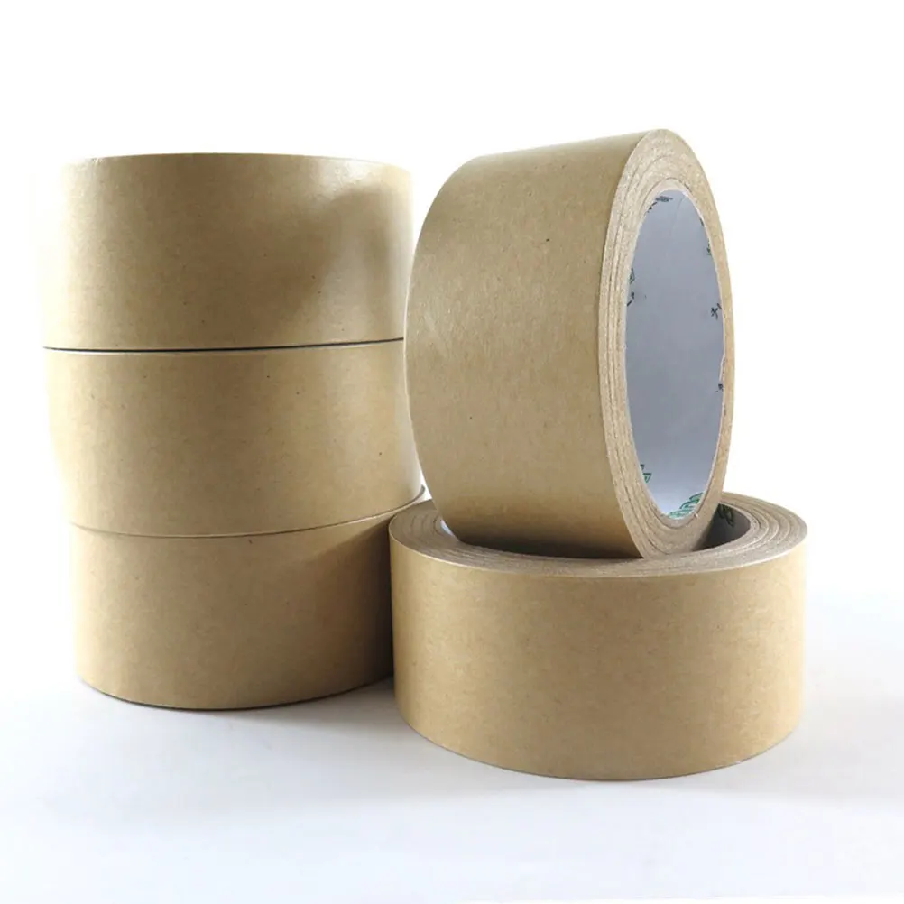 

60Mm Kraft Paper Tape for DIY Gift Wrapping Decoration High Viscosity Buffalo Party Tape Hand Torn Resistant Water Solvents Oil