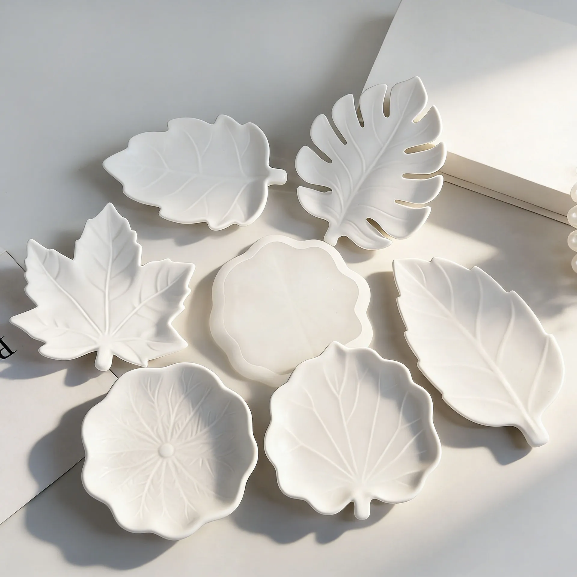 Molde de Silicone DIY para Bandeja de Porta-Copos em Formato de Folha para Resina Epóxi, Gesso, Decoração de Mesa, Artesanato e Presente para Casa