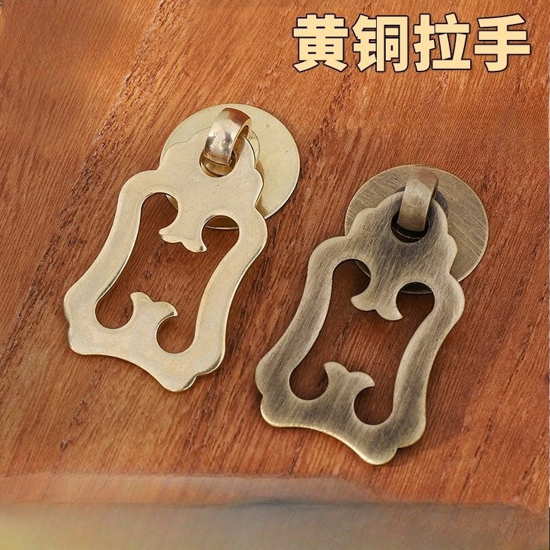 New Chinese Style Brass Cabinet Handles, Vintage Single Hole Drawer Pulls, Antique Golden Knobs for Wardrobe