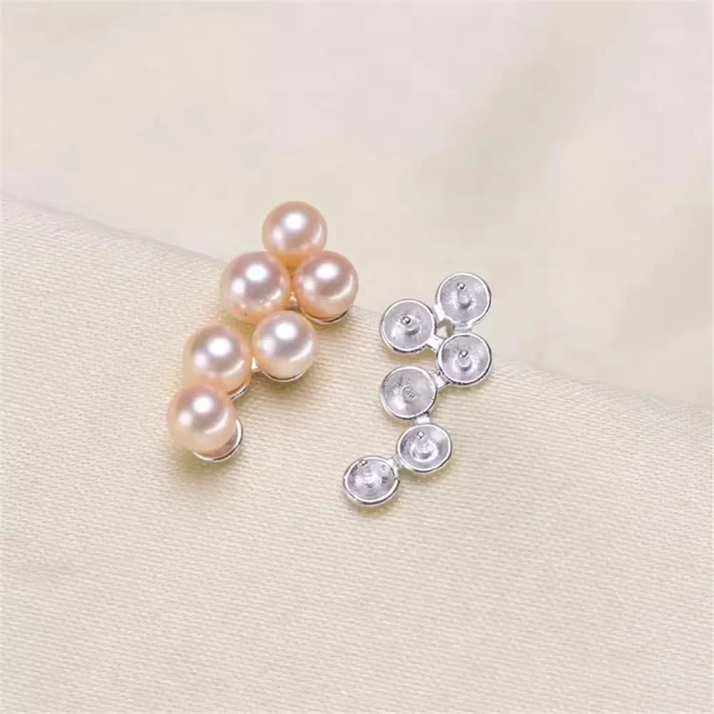 925 Silver Pearl Beads Stud Earrings Setting Base Diy Jewelry Making Findings&Components No Pearl E084