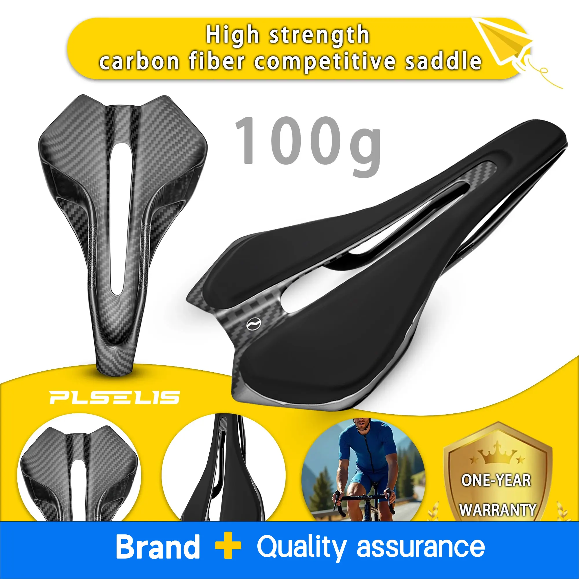 

Plselis T800 Integrated Carbon Fiber Saddle Bicycle Saddle High-Strength Lightweight 100g Cycling Cushion Riding Parts