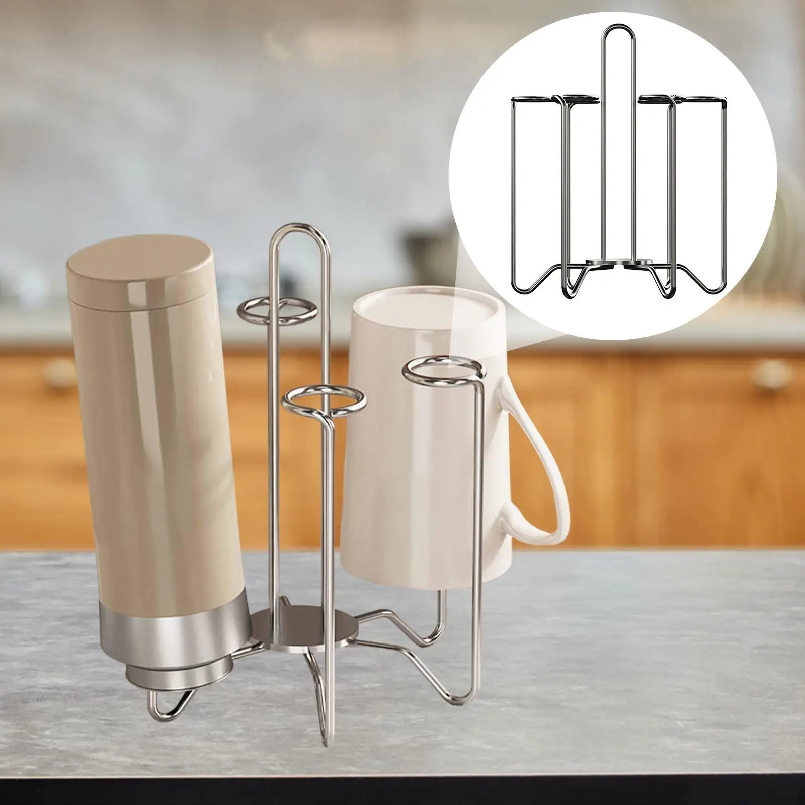 Tempat Mug Kopi Rak Display Hemat Ruang, Rak Penyimpanan Cangkir Teh, Rak Cangkir Air untuk Meja Dapur Kantor Meja Restoran