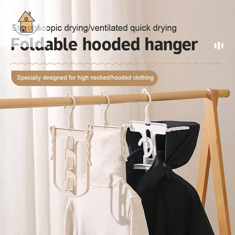 

Multi-Purpose Foldable Hoodie Clothes Hanger Rotate Folding Windproof Drying Rack Clotheshorse Sweater Retractable Clothes Rack