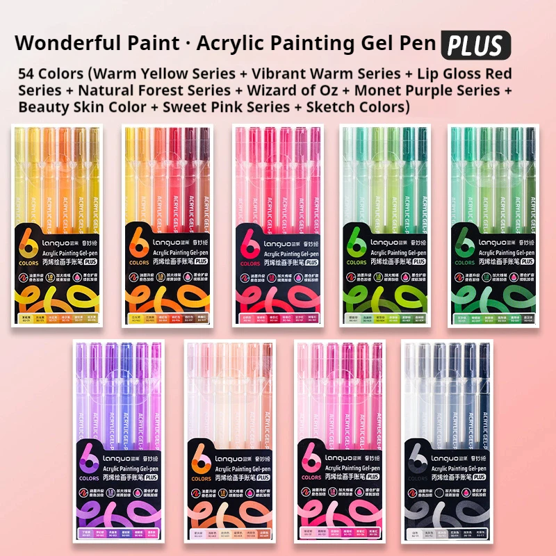 Languo 6/24/36/54/72/90 Kleuren Acryl Schilderen Handboek Pennen Multi-color gel Pen Student Neutrale Pen Schrijven Marker Briefpapier
