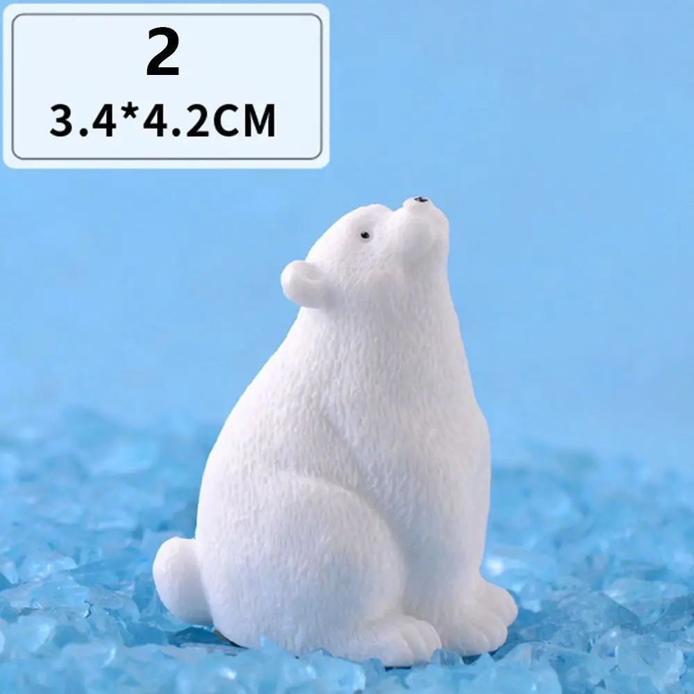 1 PC Mini Micro Landscape  Model Simulation White Bear Miniatures Polar Bear Figurines Animal