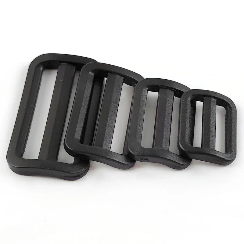 30/50/100Pcs Plastic Adjust Buckles 20-50mm Black Tri-Glide Slider Clasp Bag Strap Dog Collar Hook Webbing Belt Loop Accessories