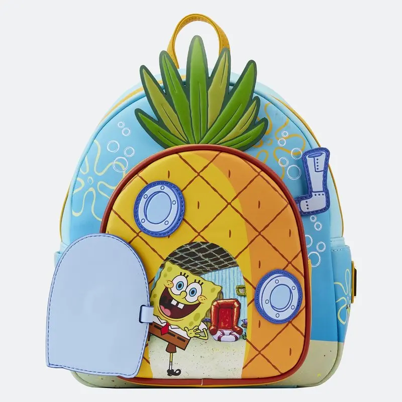 

MINISO Loungefly Spongebobed Pineapple House Cartoon Printed Children'S Double Shoulders Mini Backpack Handbag School Bag Gift