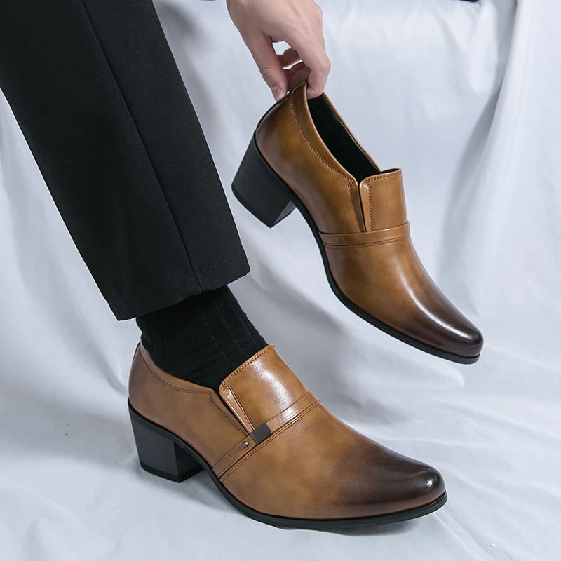 

Men's ball leather shoes Casual gentleman style Party adult thick soled dress shoes 38-46 dress shoes plus size Black Hot New