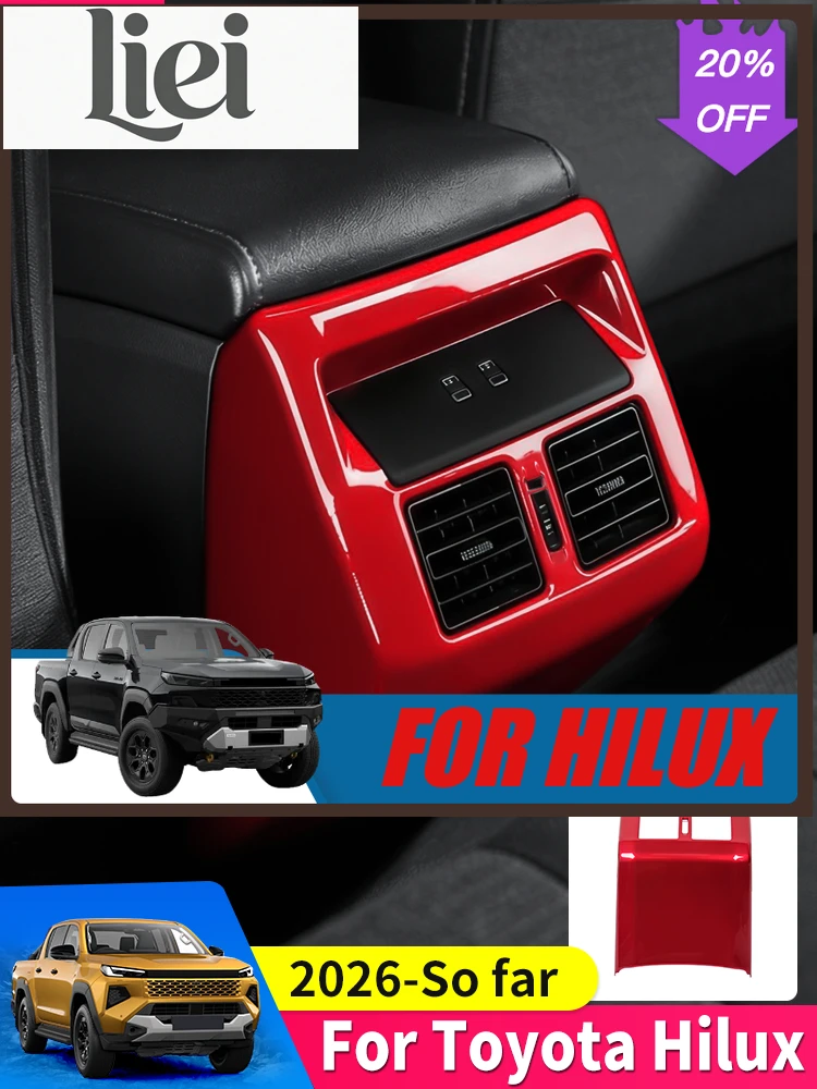 LIEI For 2026 Toyota Hilux SR Pickup Truck Rear Center Armrest Air Outlet Vent Frame Cover Trim Anti-scratch Car Interior Access