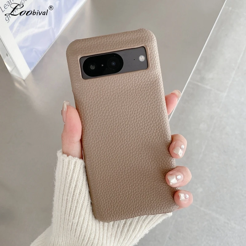 Luxury Leather Lichee Pattern Phone Case for Google Pixel 8 7 6 Pro 5 7A 6A 5A 8Pro Solid Color Shockproof Ultra Slim Back Cover