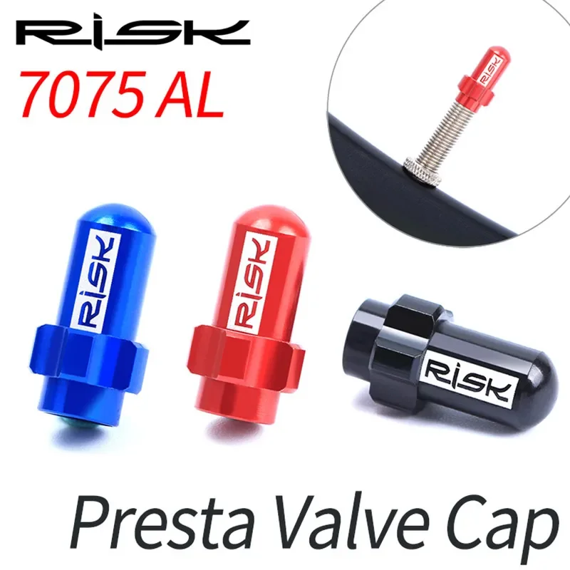 RISK 2pcs Bicycle Wheel Valve Caps for Presta Schrader Valve CNC Aluminum Road MTB Mountain Bike Wheel Tire Valve AV FV Cover