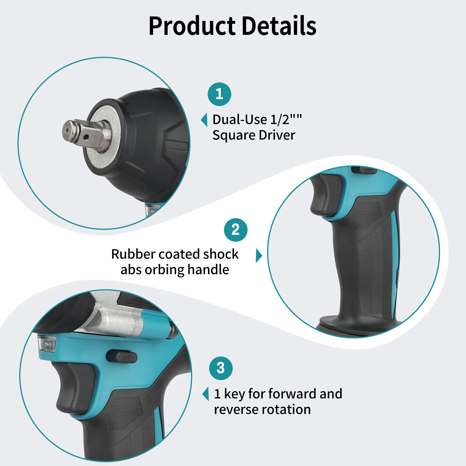Makita DTW700 Cordless Impact Wrench One-touch Forward Reverse Switch Easy To Operate for Both Tightening & Loosening Tools - view 3