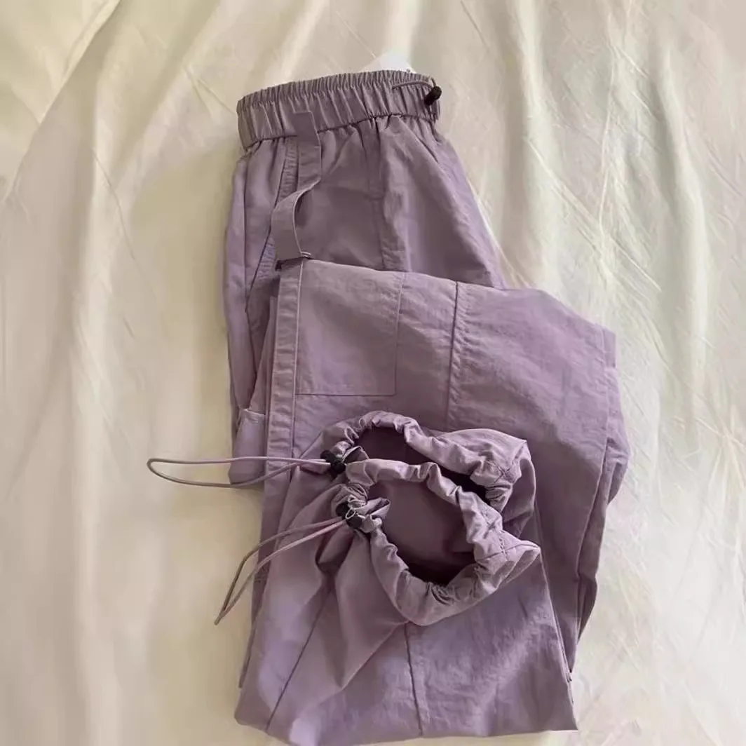 

Recommended! Fragrant taro purple work suit quick drying pants, casual and sweet, spicy functional leg bound parachute pants