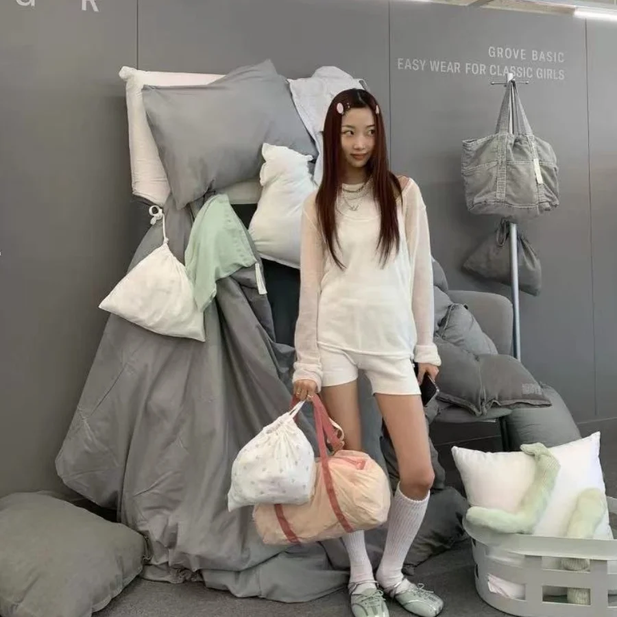 

Легкий свободный длинный шерстяной топ Camere, женский летний повседневный вязаный топ со стойкой, круглый, стандартной длины