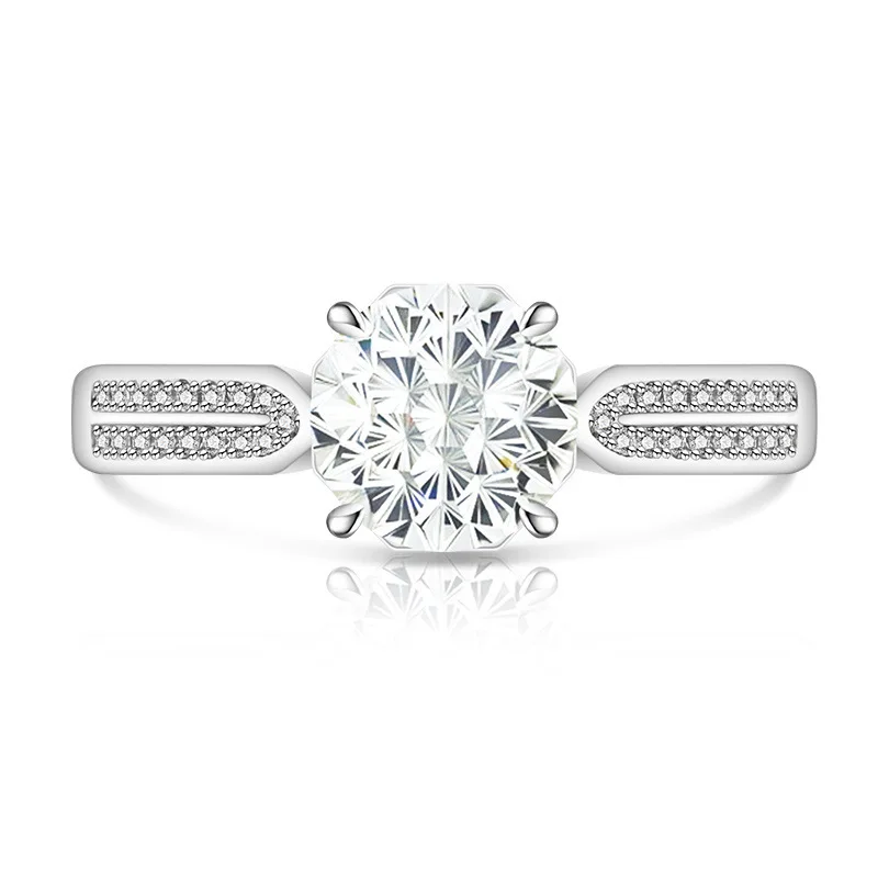 Schlichter, Dezent-Eleganter 925 Sterling Silber Dahliaschliff Hochkarätiger Diamant Mode Damenring Schmuck – Detail 5
